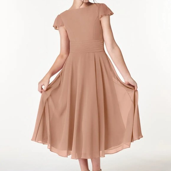 Azazie Payton Champagne Rose Dress